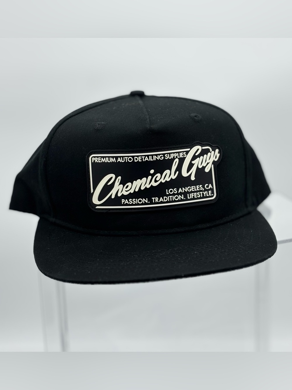 Chemical Guys Snapback Trucker Hat Black Flat Bill Auto Detailing Adjustable Cap